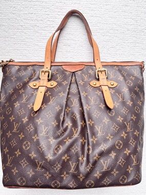 Louis Vuitton Monogram Canvas Tote with Tan Leather Trim